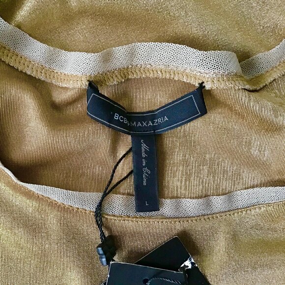 Long Elegant Gold Max Azria Dress with Perfect Draping - Picture 8 of 8